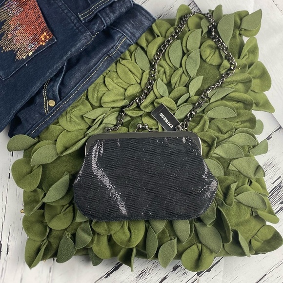 NWT Express Bags Shiny Fabric Evening Prom Clutch